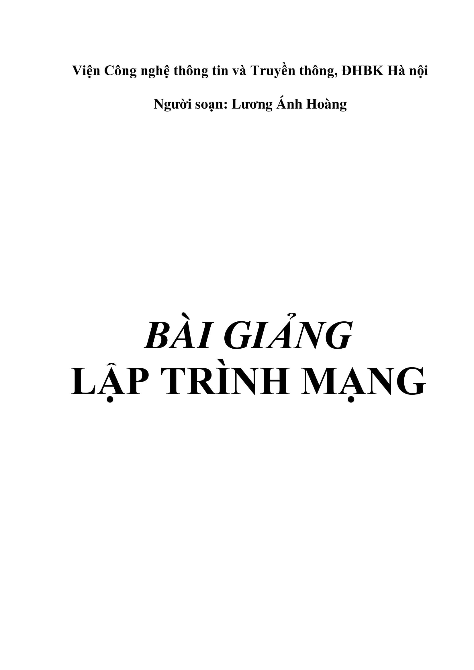 Bài giảng lập trình mạng