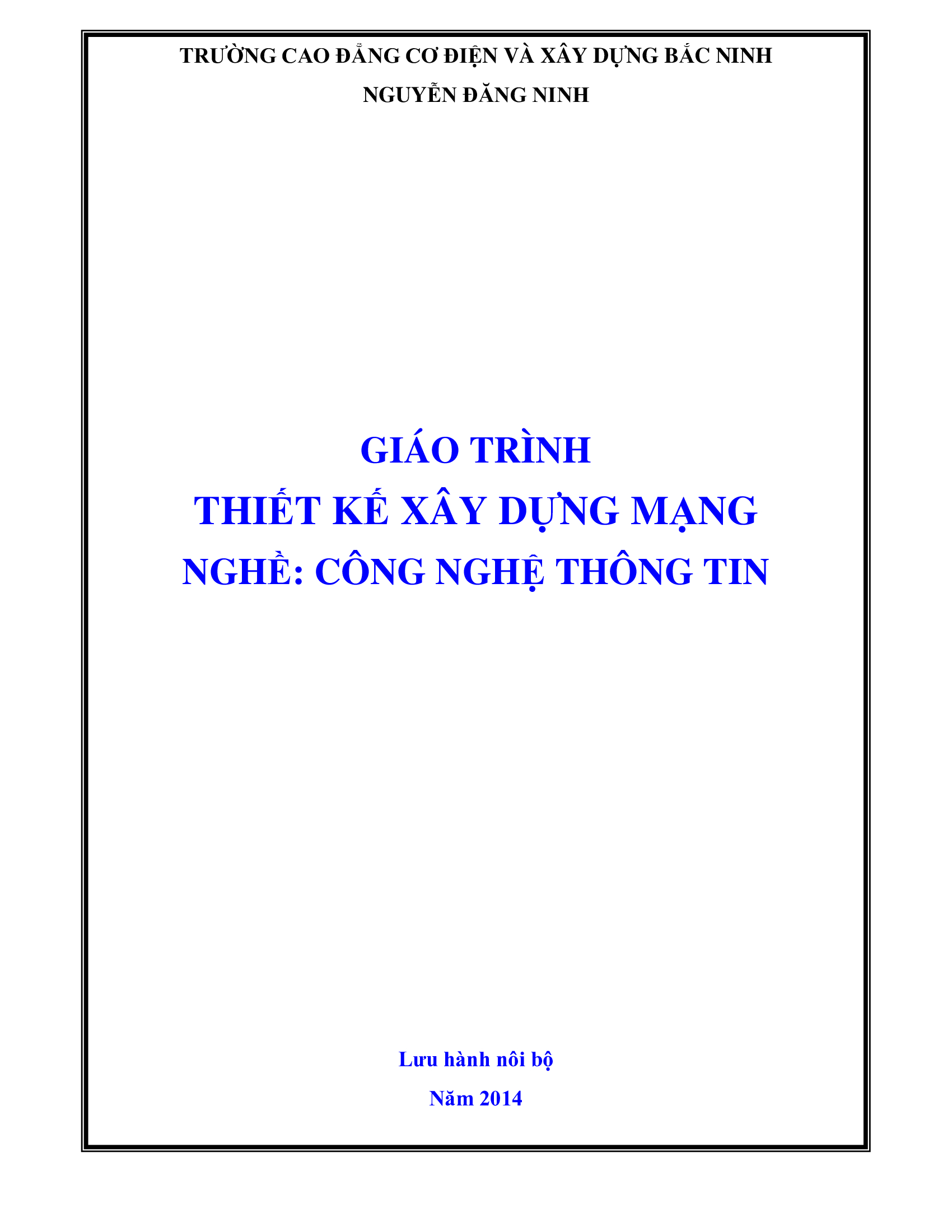 Giáo trình thiết kế và xây dựng mạng