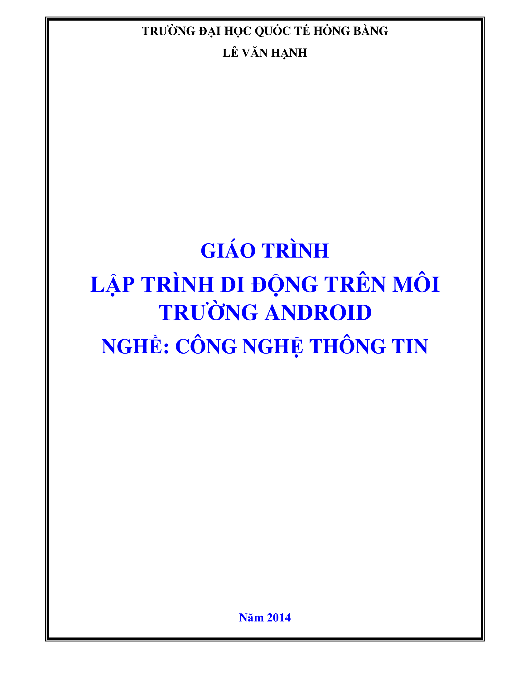 Giáo trình lập trình di động trên môi trường Android