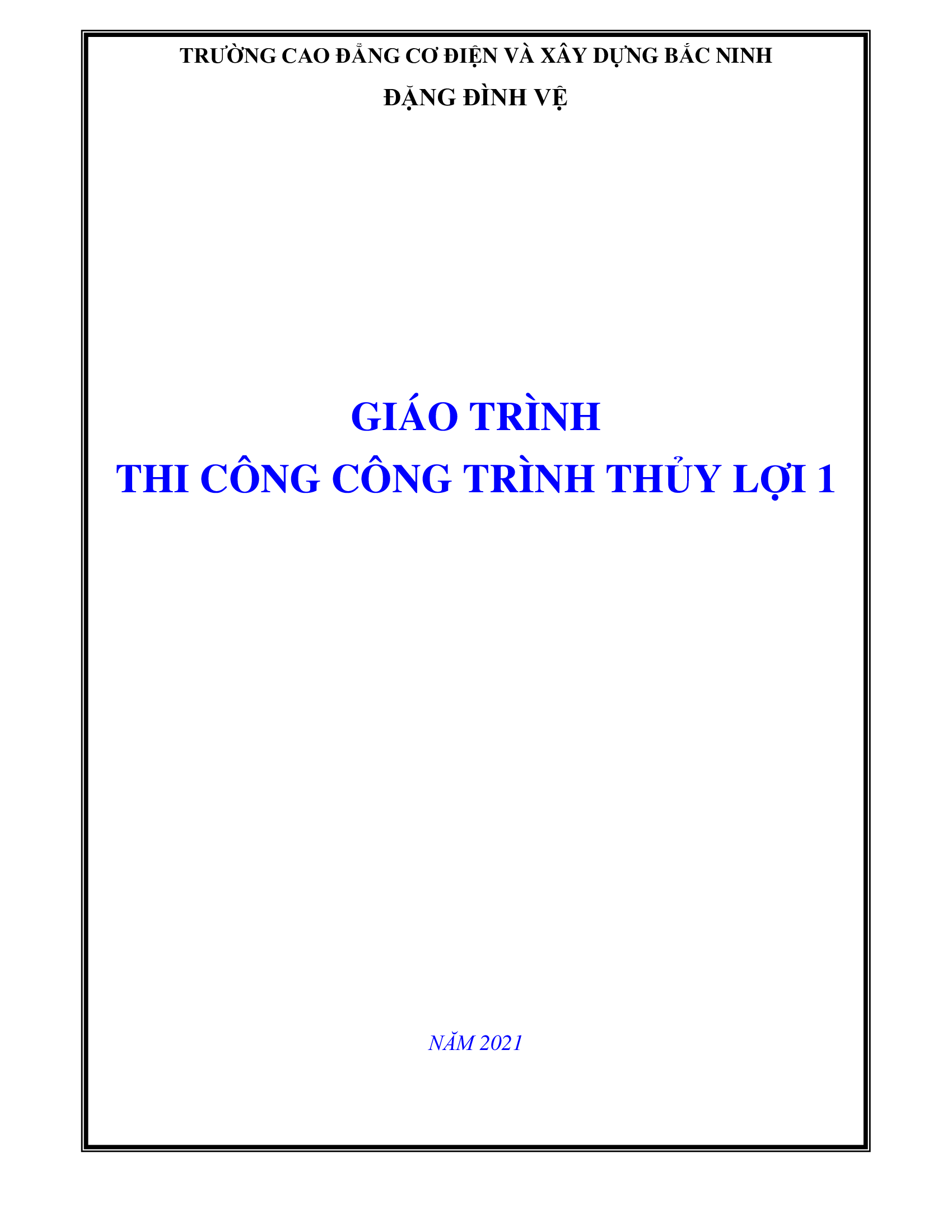 Giáo trình thi công công trình thủy lợi 1