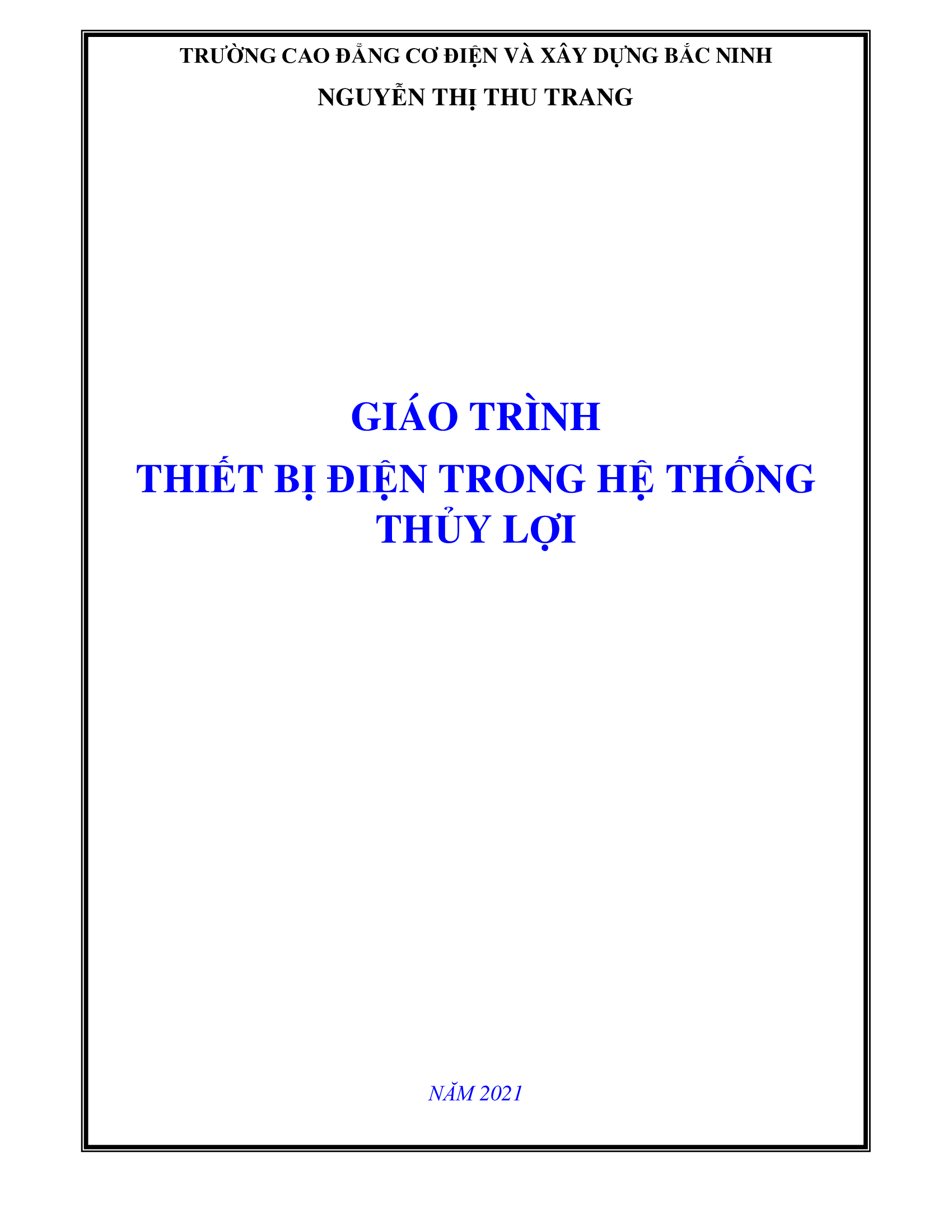 Giáo trình thiết bị điện trong hệ thống thủy lợi