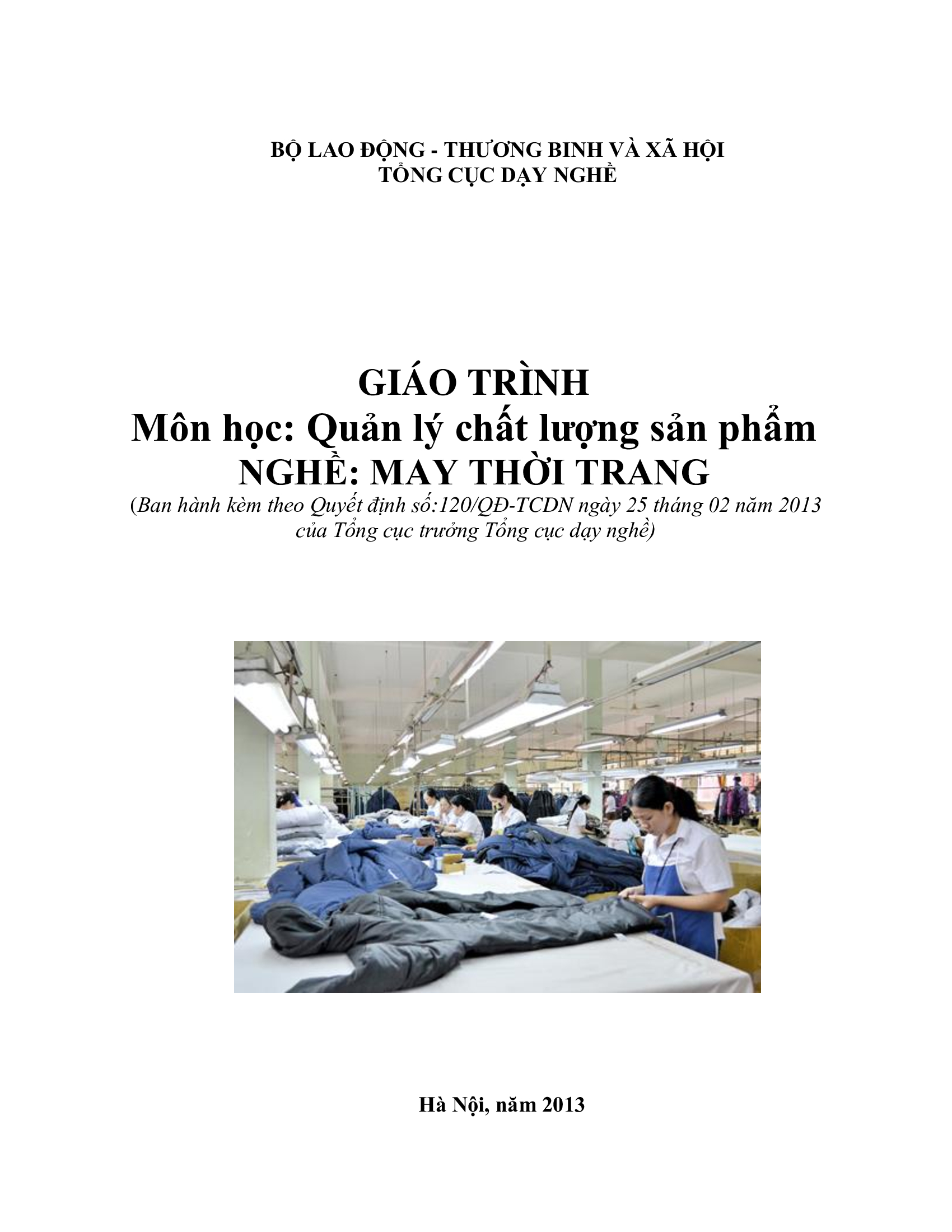 Giáo trình quản lý chất lượng sản phẩm